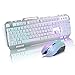 Runsen Rainbow Backlit Gaming Keyboard and Mouse Combo,USB Wired LED Backlit Metal Panel(7 Color Backlit)
