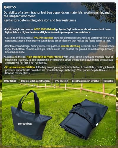 Lawn Tractor Leaf Bag 600D Heavy Duty Material 54.Cu.Ft Standard Leaf Bagger photo 11