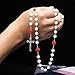 Rosary Beads 8mm White Flowers Beads With 6 pcs Rose And Metal Cross