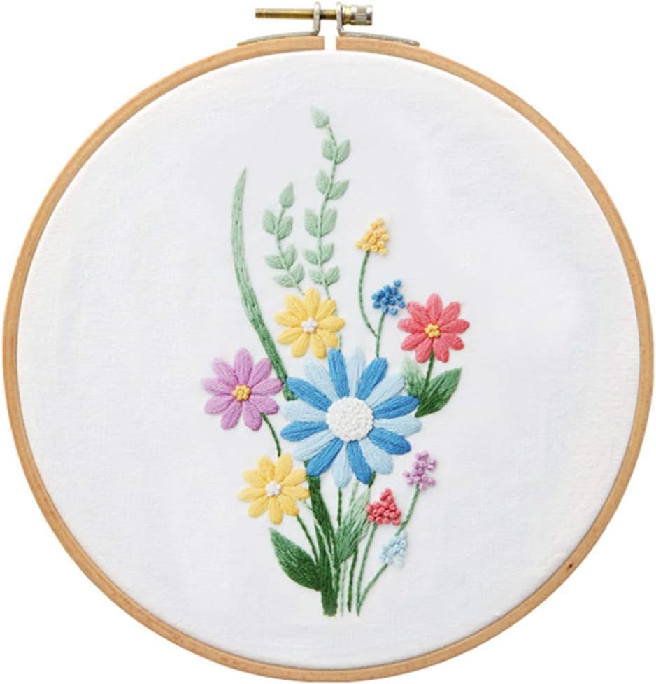 Ryrt Yhjsfj Embroidery Starter Kit Full Range of Stamped Cross Stitch Kit DIY 3D Flowers Embroidery Set DIY Art Sewing Poking Cross Stitch Tool Kit for Beginner(#3)
