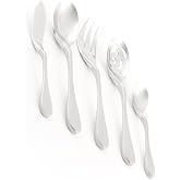 KNORK Original Forged Series Duo Finish 18/0 Stainless Steel 5-Piece Serving Set - Frosted Handle with Shiny Chrome Head