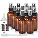 Olilia 2 oz Amber Glass Spray Bottles 12 Pack, with Black Fine Mist Sprayer Funnel Transfer Pipettes