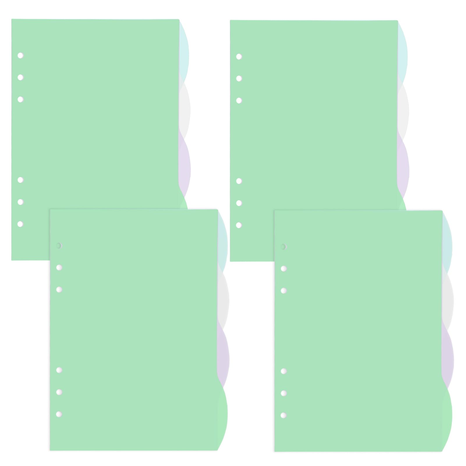 DY.2ten 4 Sets A5 Translucent Binder Dividers Index Page Tab Cards for 6-Holes Ring Binders Notebooks Travel Diary Journal Planner (A5)