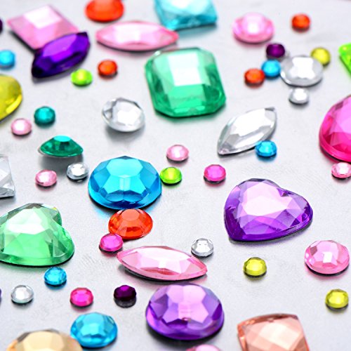 ARTISTORE Self-Adhesive Craft Jewels Rhinestone Crystal Gems Stickers Embellishments, Assorted Size, For Diy Nail Face Body Scrapbooking Shoes Cars Multicolor, 5 Sheets