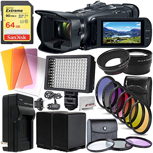 Canon Vixia HF G50 UHD 4K Camcorder with Advanced Accessory Bundle - Includes: SanDisk Extreme 64GB SDXC Memory Card + 2X Extended Life Replacement Battery + More