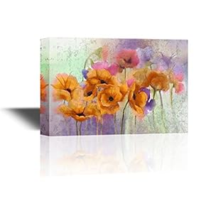 Canvas Wall Art - Watercolor Style Colorful Flowers - Gallery Wrap Modern Home Art | Ready to Hang - 12x18 inches