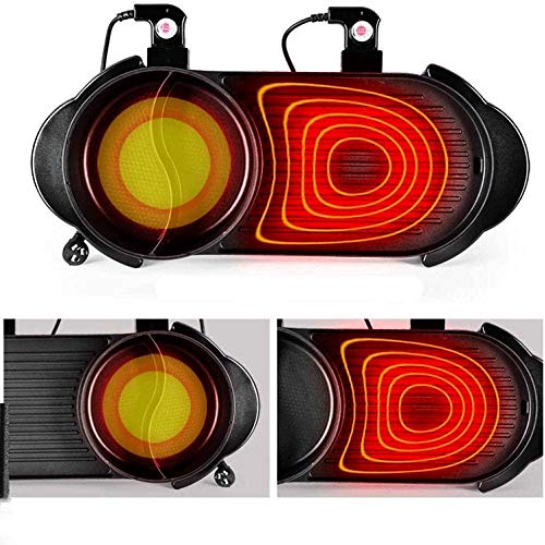 Soniker New Hot Electric Grill Pot Barbecue Grill 2 in 1 Multifunctional Electric Dual Temperature Control Hot Pot Barbecue Grill Easy-To-Clean Nonstick Plate 110V