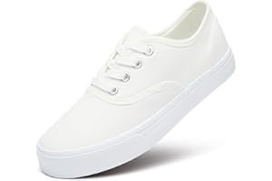 ZGR Women's Canvas Low Top Sneaker Lace-up Classic Casual Shoes Black and White