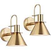 WILON Gold Wall Sconces Set of Two Indoor Wall Lights with E26 Base Industrial Gooseneck Barn Wall Lamp Modern Brass Wall Sco