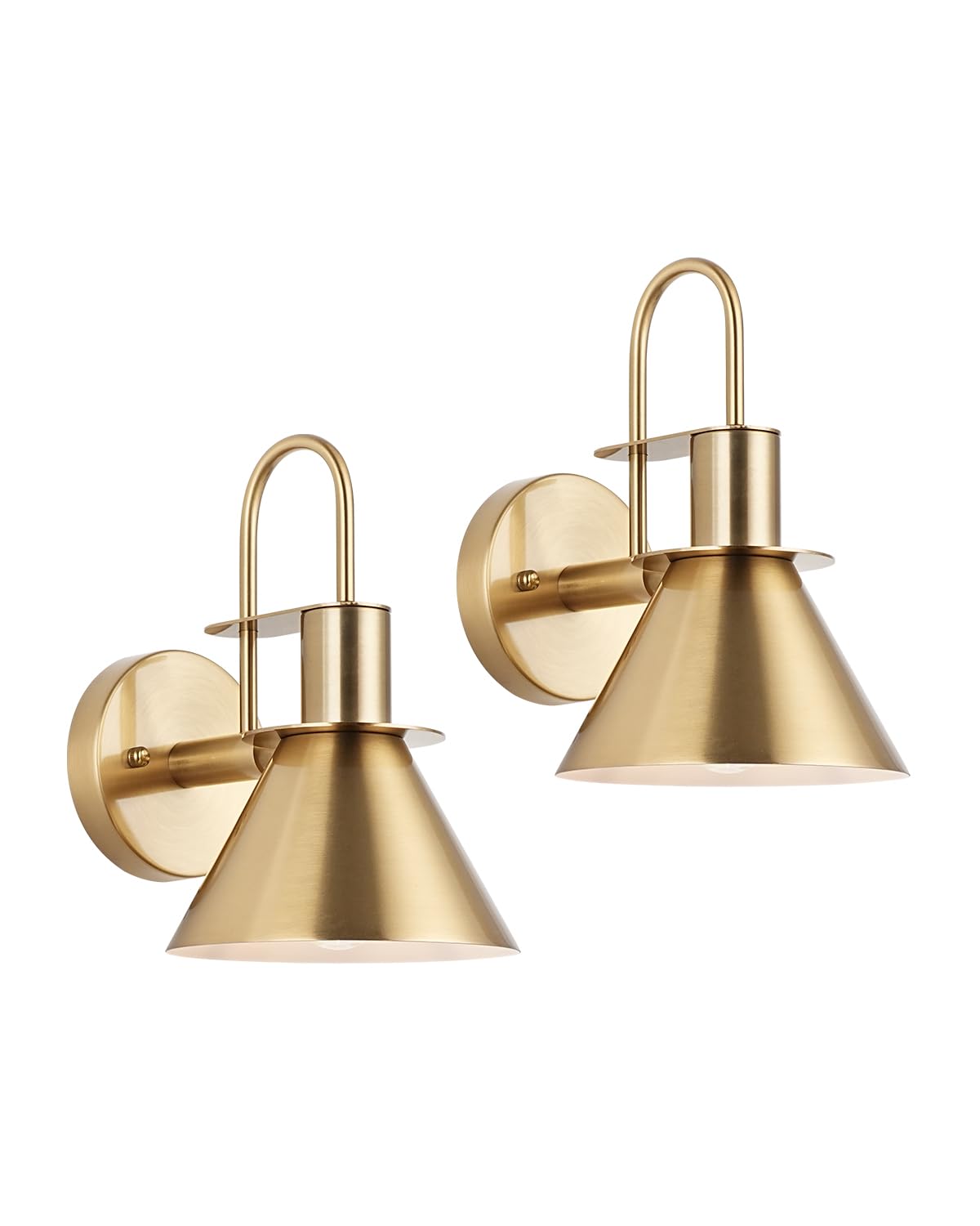 Photo 1 of WILON Gold Wall Sconces Set of Two Indoor Wall Lights with E26 Base Industrial Gooseneck Barn Wall Lamp Modern Brass Wall Sconce Light for Bedroom Living Room Kitchen Sink Bedside Bathroom