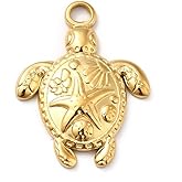 Clotiry 20Pcs Stainless Steel Sea Animal Charms Cute Ocean Tortoise Pendant Golden Color Turtle Starfish Charms for Jewelry Making