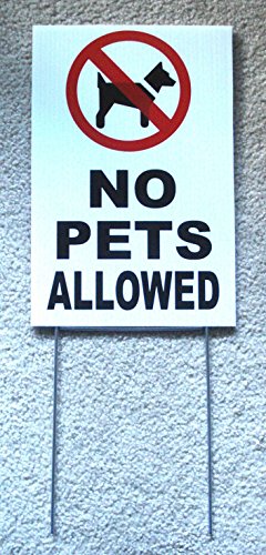 1Pc Reasonable Unique No Pets Allowed Sign Warning Decal Yard Board Plastic Dog Poop Signs Dogs Area Property Notice Animal Pick Up Animals Park Pooping Beach Garden Playground Size 8"x12" w/ Stake