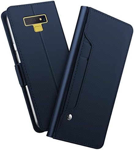 Meroollc Leather Wallet Book Design with Flip Cover and Stand Cover Case for Samsung Galaxy Note 9 - Blue