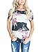 CEASIKERY Women's Blouse 3/4 Sleeve Floral Print T-Shirt Comfy Casual Tops For Women,Short Sleeve Pink,(US 12-14) Large