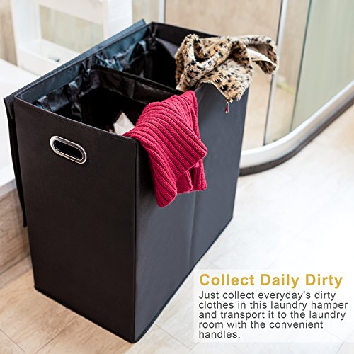 MaidMAX Double Laundry Hamper Sorter with Lid, 2 Removable