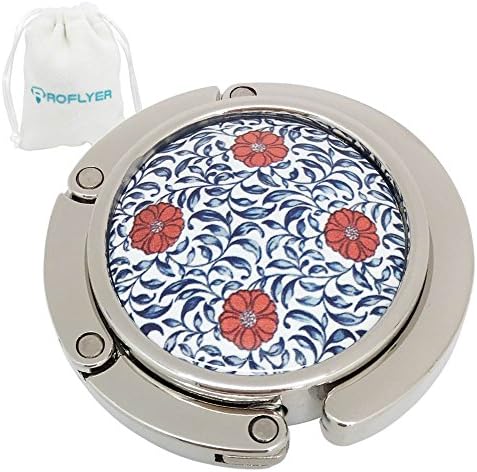 Moon and Sun,Dragonfly,Peacock,Butterfly,Flower Pattern Purse Hanger Handbag Table Hook (Floral Design)