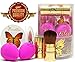 Beautilee Make Up Beauty Sponge Blender Comes with Retractable Kabuki Powder Brush - Expanding, Durable, Latex Free Sponge for Liquid Foundation - 2 Sponges and 1 Brush