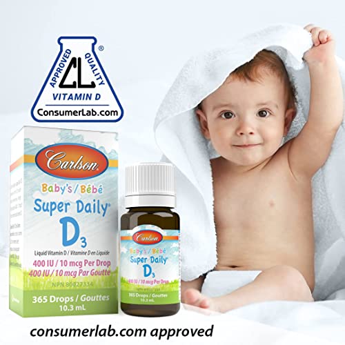 Carlson Baby's Super Daily D3, Baby Vitamin D Drops, 400 IU (10 mcg