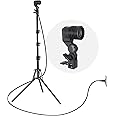LimoStudio Photography AC Socket for Universal Bulb E26 E27 Base with Umbrella Reflector Holder, 7 ft. (83 inch) Light Stand Tripod Lamp Holder, UL Listed, 11 ft. Upgraded-Long Cable Cord, AGG2945