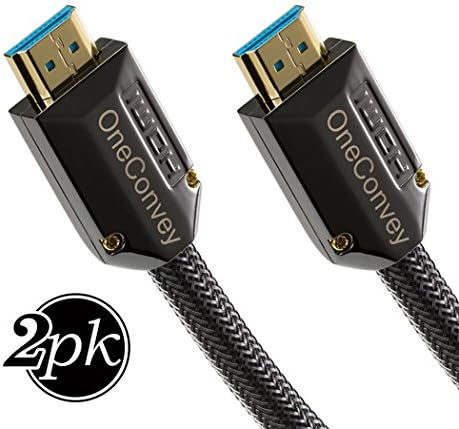 OneConvey 4K HDMI Cable 6 Feet 2 Pack -Ultra High Speed 18Gbps Support Ethernet/ARC 28AWG OD8.6mm Video 4K UHD 2160 HD 1080P 3D Xbox PS PS3 PS4 4K TV Hdr10