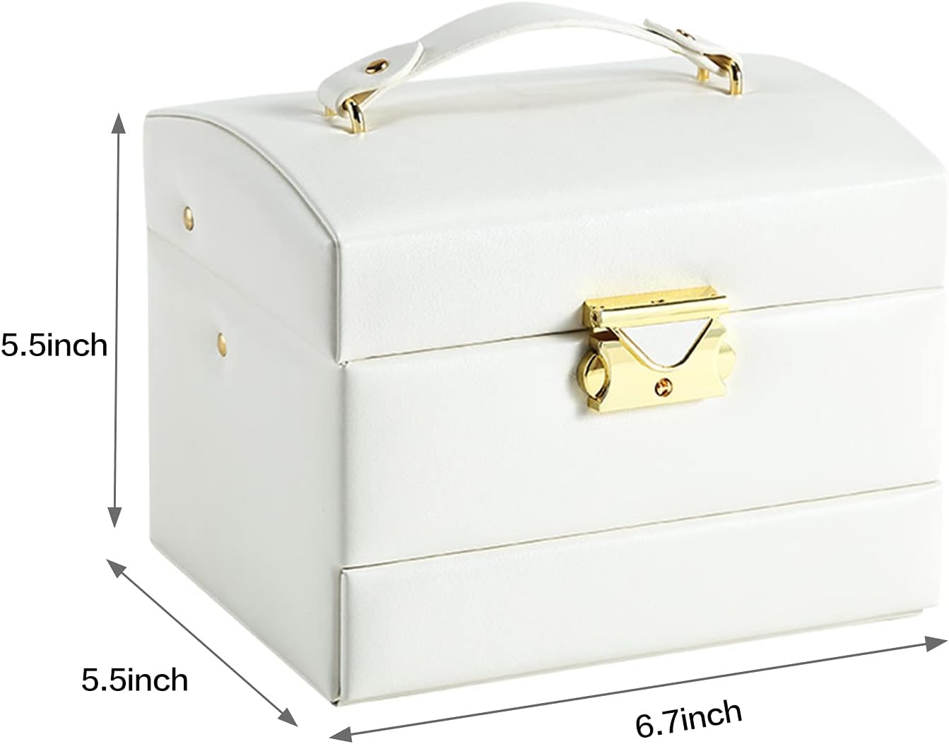 Women Jewelry Boxes, 3 Layer Jewelry Organizer Box with Lock,Jewelry Storage Case for Rings, Bracelets, Earrings, Necklaces, Velvet Lining, Gift, White: Home Improvement