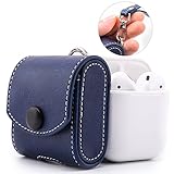 MoKo AirPods Case, Snap Closure Protective Cover Carrying Pouch Pocket, with Holding Strap, for Apple AirPods Charging Case - Indigo