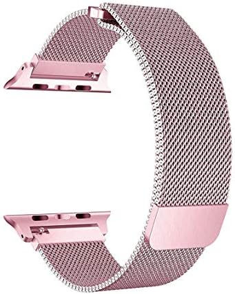SICCIDEN Milanese Mesh Loop Watch Band 42mm 44mm with Adjustable Magnetic Closure Clasp Stainless Steel Replacement Band Compatible with Watch Series 4 Series 3 Series 2 Series 1, Pink