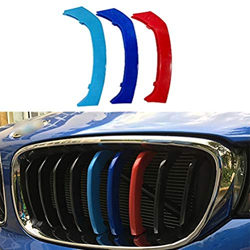 for 13-16 BMW 3 Series GT F34 (9Grilles one Side) 3D M Styling 3 Colors Front Grille Trim Motorsport Stripes Grill Cover Performance Stickers 3Pcs