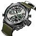 Men Quartz Analog Digital Military Wrist Watch Canvas Fabric Straps LED Sport Watches (Black Case)