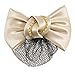 Khaki Bowknot Snood Net Barrette Hair Clip Bun Cover for Women