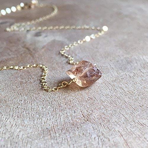 Raw Imperial Topaz Necklace on Gold or Sterling Silver November Birthstone Jewelry Gift For Women