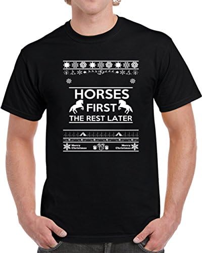 lagify Merry Christmas Horses Shirt L Black