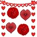 JOYIN 27 Pieces Valentines Day Decoration Kit with 1 Heart Shaped Garland, 2 Tissue Fans, Tissue Poms, 6 Heart String, 8 Double Swirls and Other Pieces
