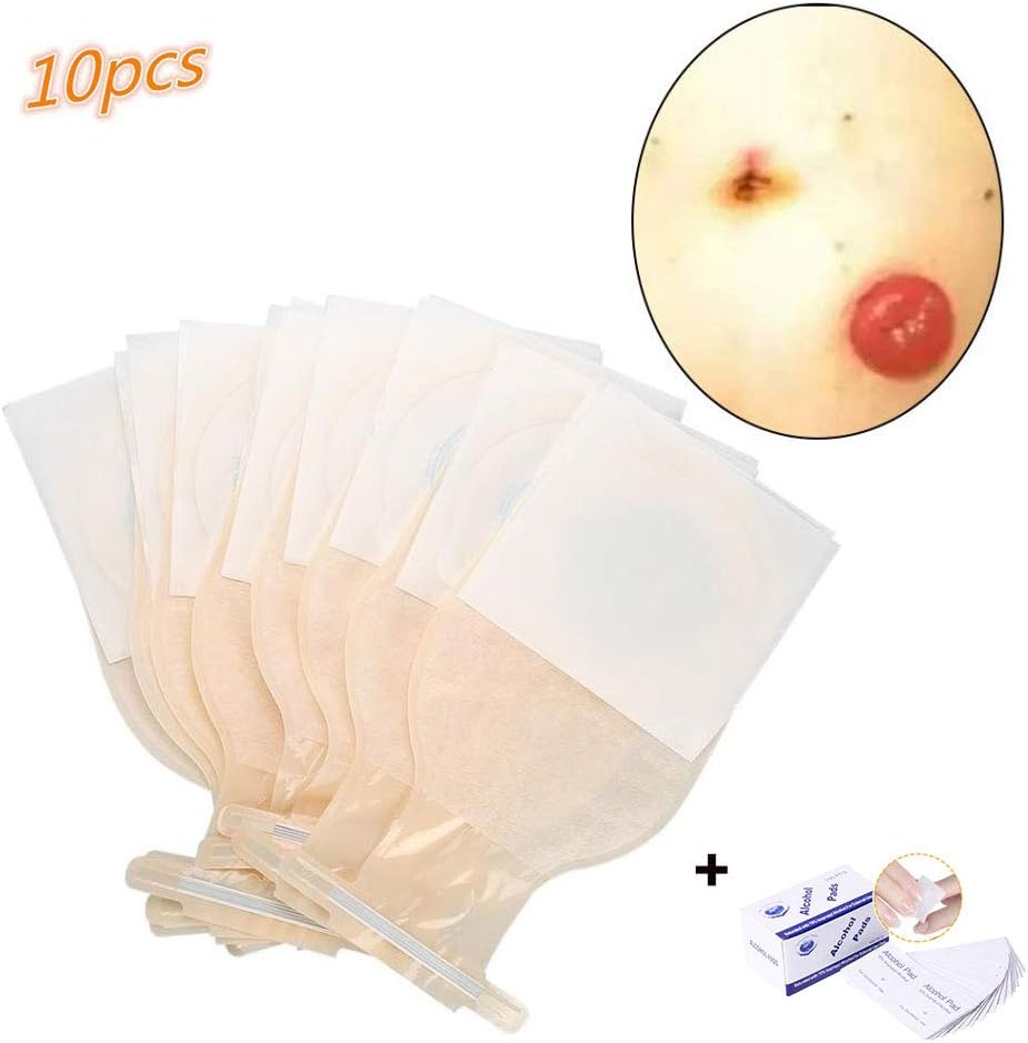 DZWJ One-piece System Ostomy Bag Medicals Drainable Pouch Colostomy Bag Ostomy Supplies 10pcs With 100PCS disposable alcohol cotton