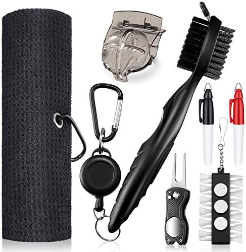16 Pieces Golf Accessories Set Golf Towel Golf Club Brush with Groove Cleaner Foldable Divot Repair Tool with Ball Marker Golf Ball Marker Golf Marker Pens and Golf Tee Holder A Good Golf Accessory