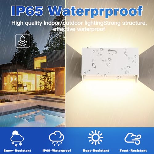 FUPE 25W Wall Light Indoor/Outdoor 4000K Natural White Modern Wall Sconces Adjustable Beam Angle LED Wall Sconces IP65 Waterproof