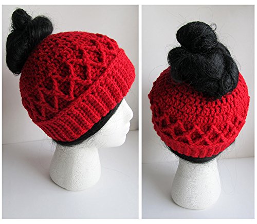 crochet messy bun hat