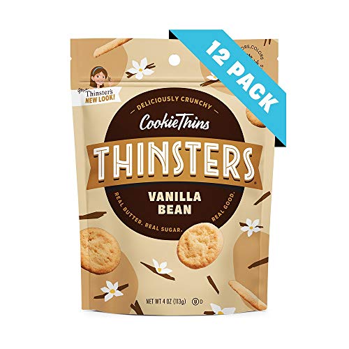 Thinsters Cookie Thins Vanilla Bean, 4 Ounce (Pack of 12), Non GMO, Peanut Free