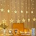 Areskey Star Christmas Lights,138 LED 12 Star Curtain String Lights,Waterproof Star Lights Decorative Bedroom Indoor Outdoor Window Wedding Party Garden,8 Modes RF Remote,Warm White