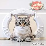 Purrfect Portal XL Pet Cat Door for Interior Doors :: Molded Plastic Kitty Cat Pass for Large Cats up to 30 Lbs :: Installs in Minutes, Stays on Securely, Easy to Follow Instructions + Hardware, White