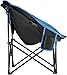 KingCamp Oversized Saucer Round Camping Chair Portable Padded Outdoor Folding Chair for Adult with Cup Holder Back Pocket Carry Bag, Support Up to 300lbs, Blue