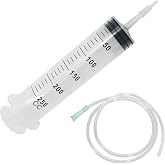 Hoypeyfiy 250ml Large Syringe ,Plastic Syringe with 40 Inches Plastic Tubing for Scientific Labs,Liquid,Plant Irrigation,Perfumes,Inks,Feeding Pets