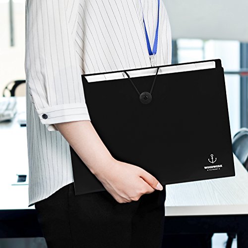 FHEAL File Folders with Pockets Plastic Expanding Folders Letter Size Paper Organizer with Elastic Band 1 Pack White