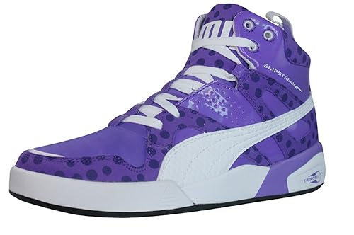 purple leather sneakers