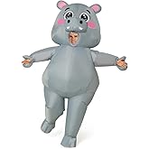COMIN Inflatable Grey Hippo Costume for Adults Blow up Funny Hippo Costume Inflatable For Halloween Party 72"