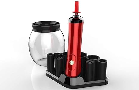 Lzhy Makeup Bürsten Reiniger & Dryer, Elektrischer Cleanser mit 8 Gummischwanz, Geschenk für Wife/Girlfriend/Tochter,Red