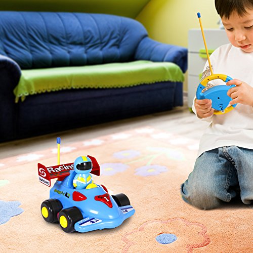 IFixer RC Remote Control Race Car Cartoon Racing Driver for Toddlers Baby Boys, Blue