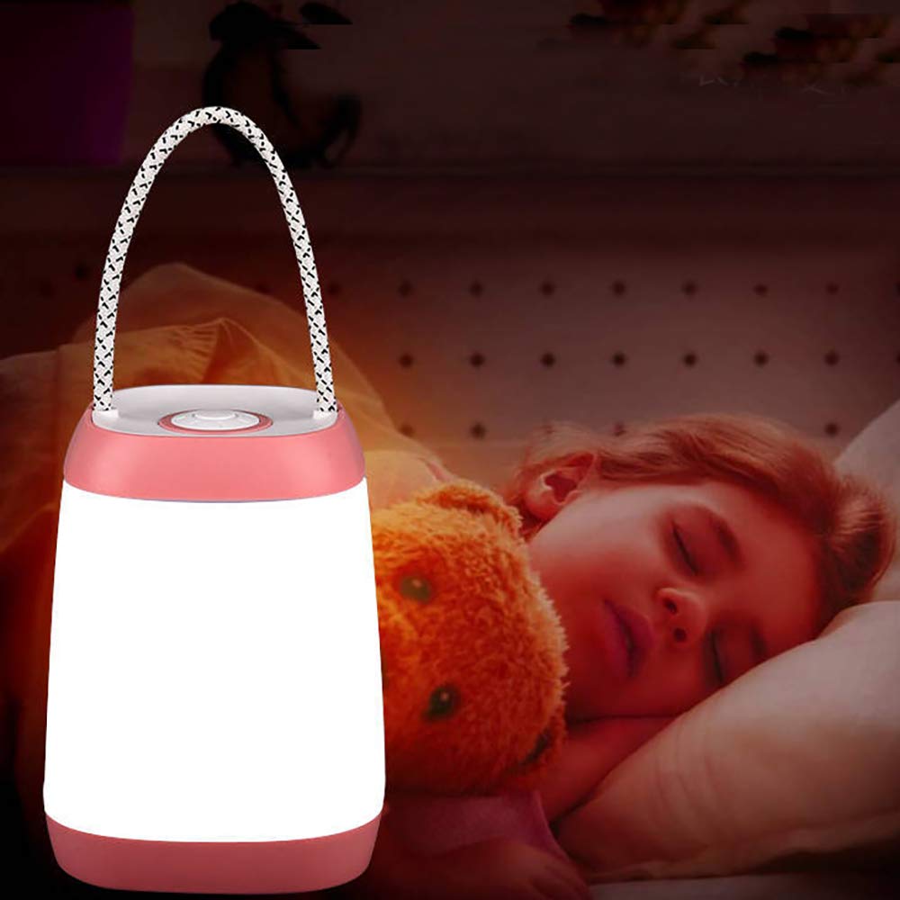 BORUIT Nursery Night Light, 3 Light Modes Desktop Nightlight, Touch Warm White Light, 150 Lumen 16 LED 360 Degrees Light, Waterproof Rechargeable Portable Bedside Lamp for Reading, Sleeping, Camping