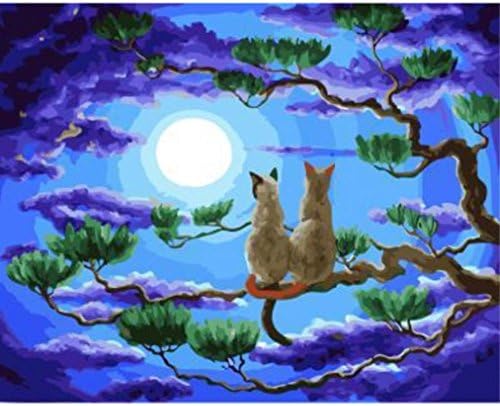 DIY 5D Diamond Painting, Full Drill Lovely Animal Couple Cat Embroidery Rhinestone Painting Cross Stitch Kit Wall Art Decor 5D Diamond Painting by Number Kits Home Decor