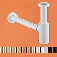 RANDOM Brass Contemporary Round Bottle P Trap 1 1/4,Basin Sink Waste Drain P Trap Kit (Matte White). 83888MW.